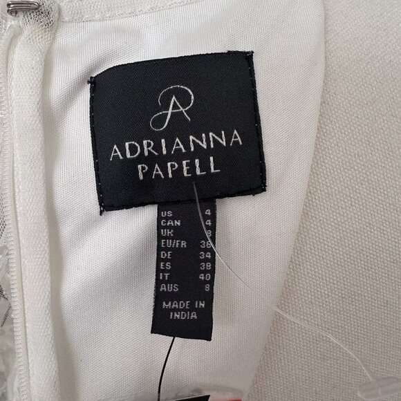 NWT Adrianna Papell White Dress $249 Flutter Sleeve Bridal Shower Women 4 Sequin - Picture 6 of 15